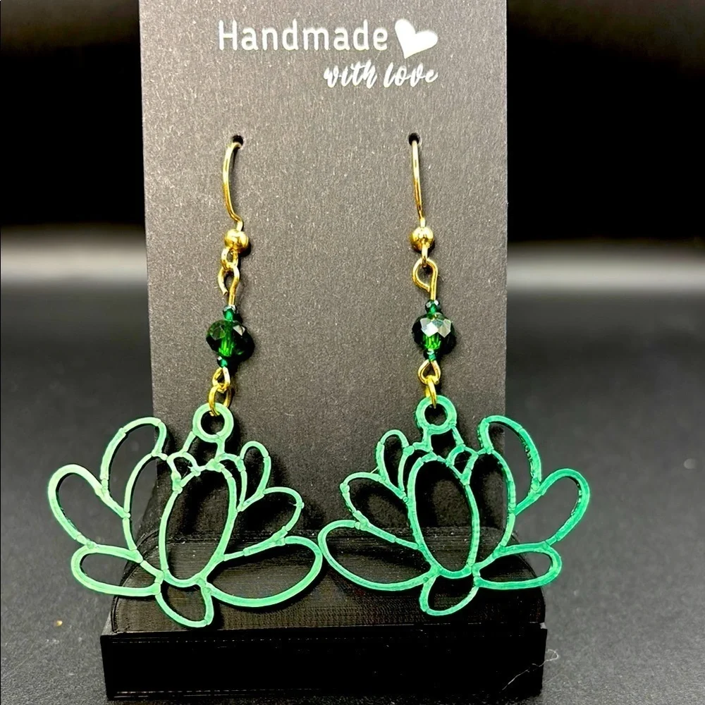 Handmade‎ Green Succulent Earrings